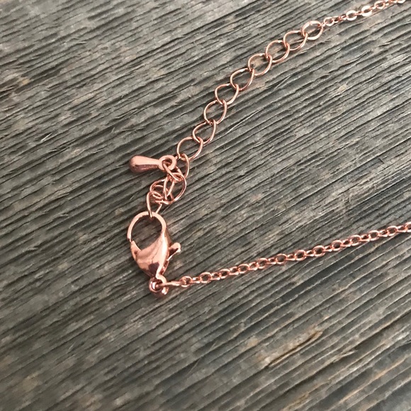 ❤️ 3/$25 Rose gold and pink stone winged flowers necklace gems NWOT wings anime - Picture 4 of 5